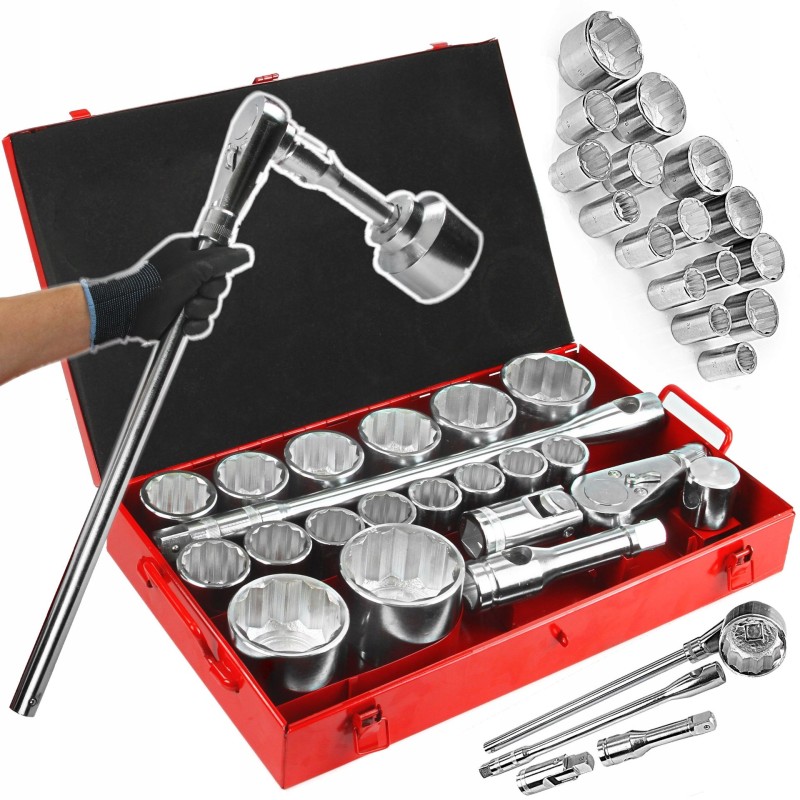 Set Chiavi a Bussola 1" Pollice 30-80mm 21 bussole grandi per camion trattore bus